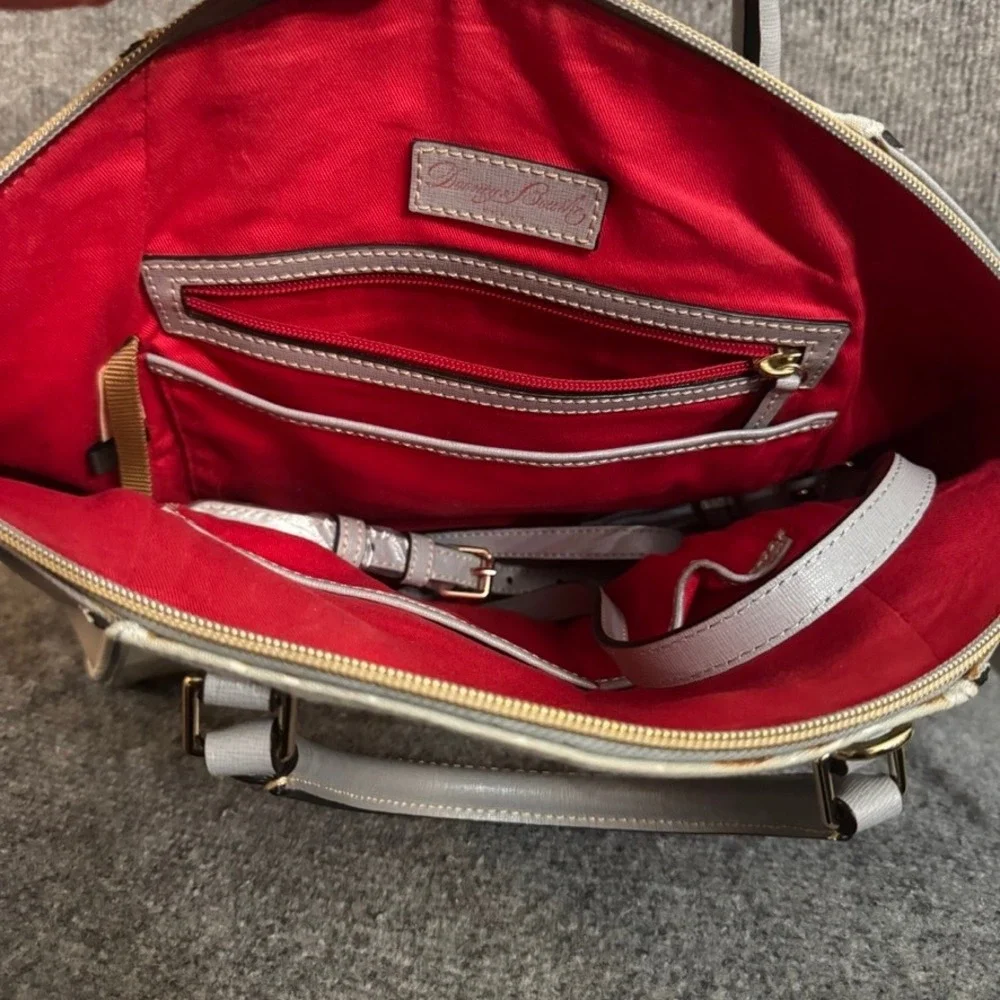 Dooney & Bourke Gretta Monogram Satchel Grey White Coated Canvas Handbag